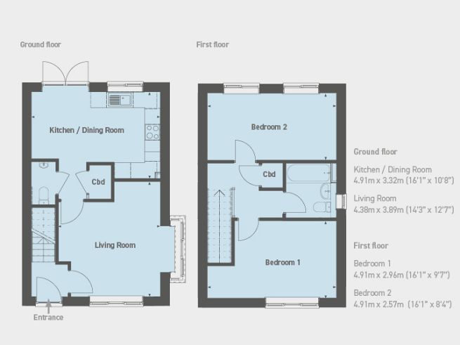 Floor plan, 2 bedroom house  - artist's impression subject to change